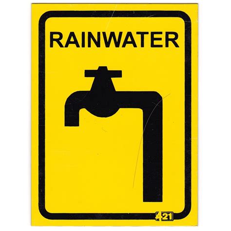 Rain Harvesting 100 x 75mm Yellow/Black Metal Rainwater Sign