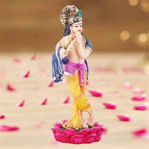 Buy Miniature Beige Krishna Showpiece & Elegant Centre Table – Shop ...