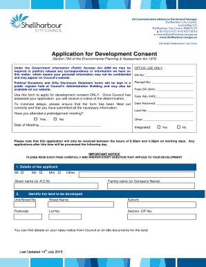 Fillable Online Section 78A of the Environmental Planning & Assessment ...