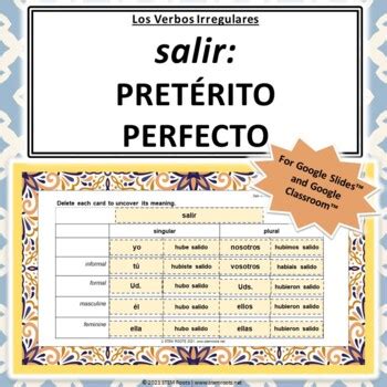 Salir (Preterite Perfect) Conjugation | Spanish Irregular Verbs ...