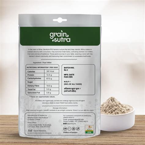 Grain Sutra Unpolished Bajra Flour, 1 kg | 100% Natural | Pearl Millet ...