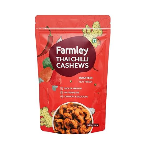Farmley Premium Thai Chilli Flavoured Roasted Dry Nut Cashew Snacks 200 ...