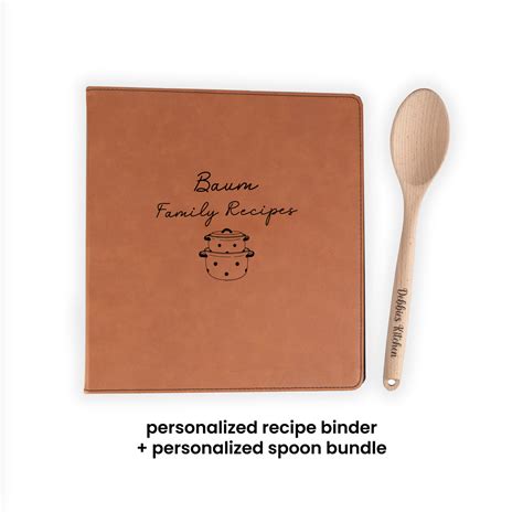 Personalized Recipe Binder + Wood Spoon Bundle - Baum Designs