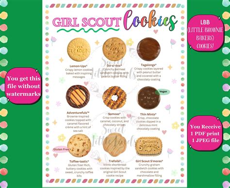 LBB Girl Scout Cookies Printable 2025 Cookie List, Girl Scout Sign ...