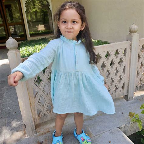 Crinkled Muslin Mandarin Ruffle Dress – snugglyspaces