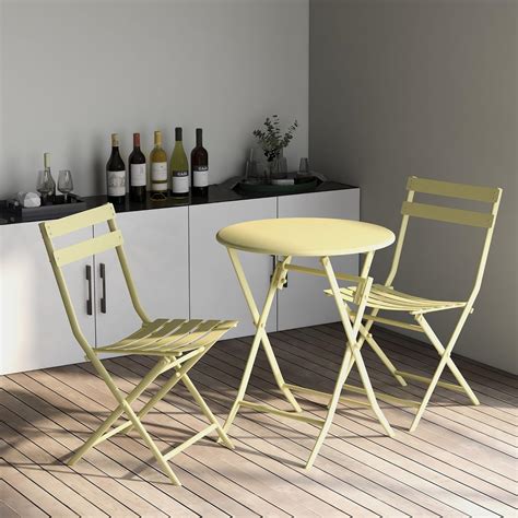 Amazon.com: 3 Piece Patio Bistro Set of Foldable Round Table and Chairs ...
