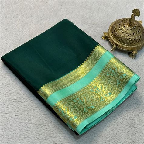 Elegant Contrast Colors in Mango Bentex Border Mysore Silk Sarees ...
