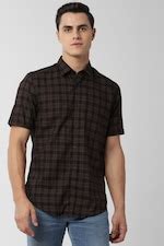 Buy Men Black Slim Fit Check Half Sleeves Casual Shirt Online - 489813 ...