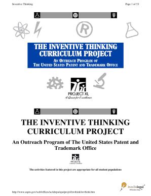 Fillable Online inventive thinking curriculum project form Fax Email ...