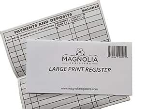 Buy 10 Pack Large Print Low Vision Checkbook Registers, 3" x 6", Check ...