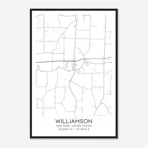 Williamson New York Map Poster, Modern Home Decor Wall Art Print ...