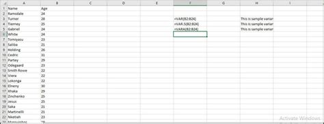 How to Find Sample Variance in Excel 的图像结果