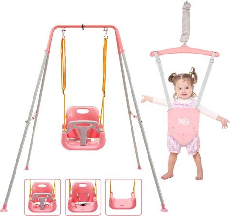 Amazon.com: FUNLIO 2 in 1 Swing Set for Toddler & Baby Jumper, Heavy ...
