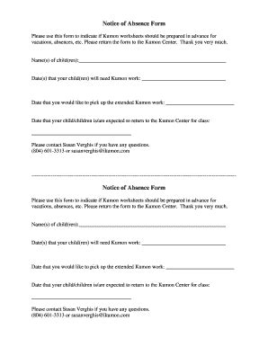 Fillable Online Notice of Absence form.doc Fax Email Print - pdfFiller