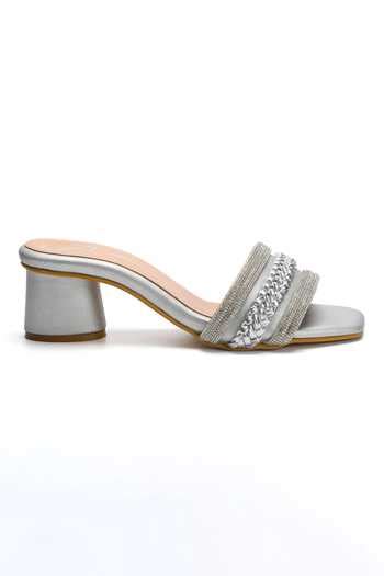 Buy Silver Stones Swarovski Embellished Heels by Nidhi Bhandari Online ...