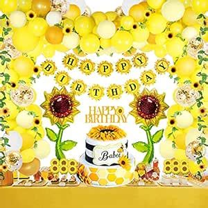 105 PCS Sunflower Birthday Party Decorations Supplies Kit,Sunflower ...