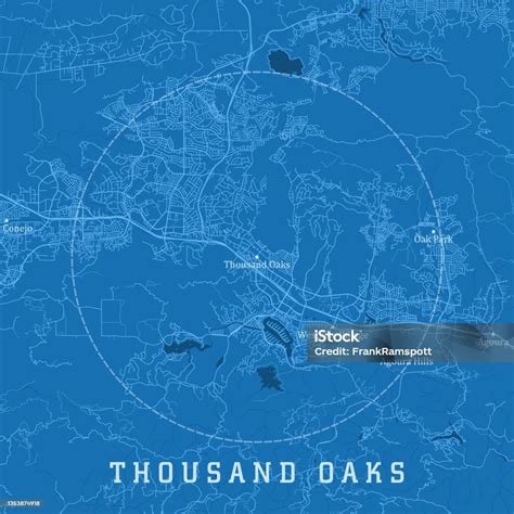 Thousand Oaks Ca City Vector Road Map Blue Text Stock Illustration ...