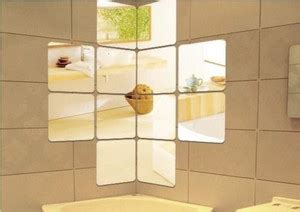 wall1ders 120 cm Decorative reflective "SQUARE" [pack Of 12] Golden 3D ...