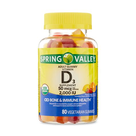 Spring Valley Vitamin D3 Gummies for Bone and Immune Health, 50mcg ...