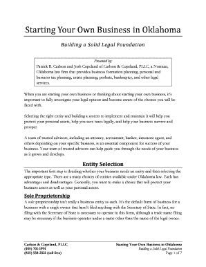 Fillable Online Starting Your Own Business in Oklahoma Fax Email Print ...