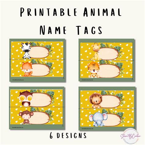 Free Printable Zoo Animal Name Tags