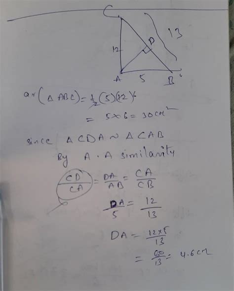 007 R MABC is right-angled at A. AD is perpendicular to BC,AB = 5 cm ...