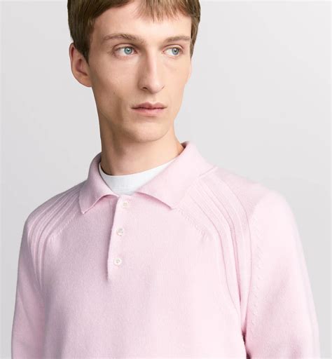 Dior Icons Long-Sleeved Polo Shirt Pink Cashmere Jersey | DIOR