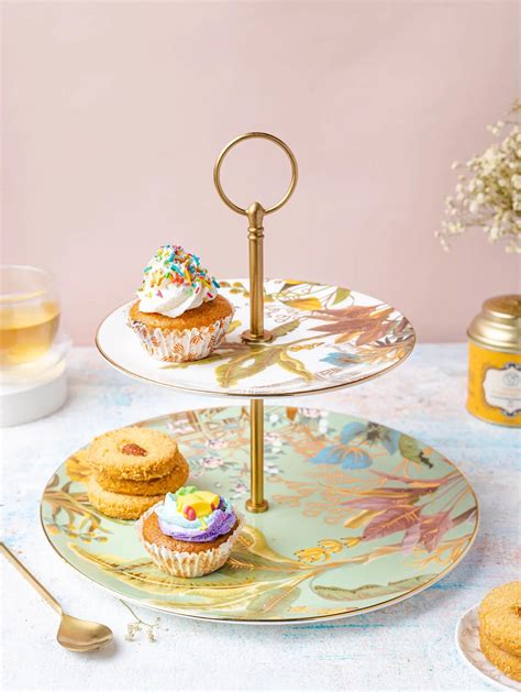 Nilaya 2 Tier Cake Stand - 7 Inch & 10 Inch Plate Size – Dancing Leaf