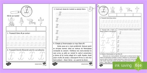 Trasarea literei „X” de mână - Fișă de activitate