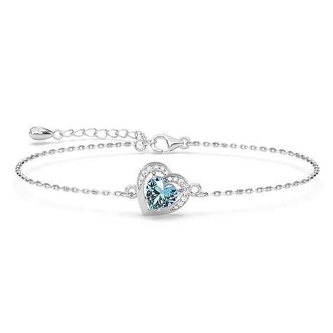 Buy Clara 925 Sterling Silver Sky Blue Heart Bracelet | Adjustable ...