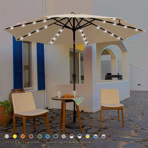 JUSTLET Extra Large 10ft Patio Market Umbrella for Garden Deck, Outdoor ...
