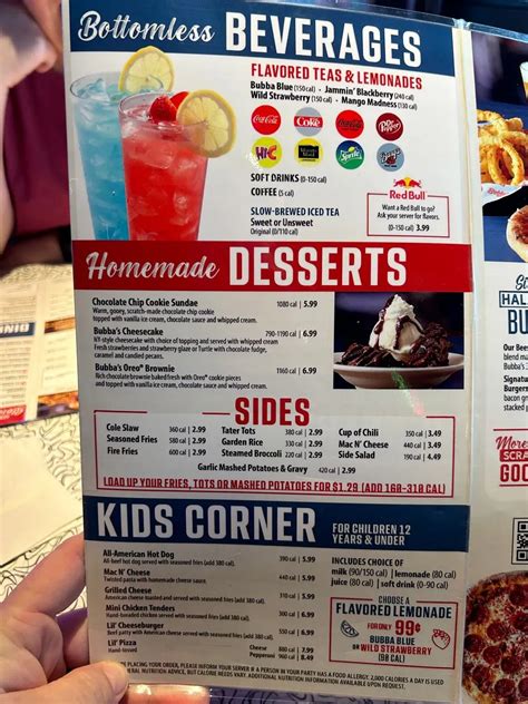 Bubba's 33 Menu | Texarkana, TX | Checkle