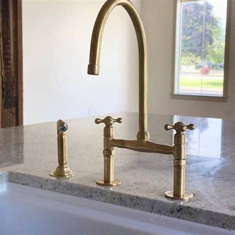 Aged Brass Kitchen Faucet, Antique Brass Sink Faucet With Side Sprayer ...