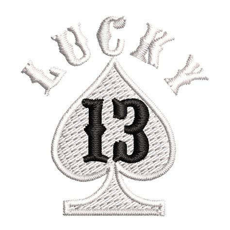 Lucky Thirteen | Number Digitized Embroidery Design | e4Hats – e4Hats.com