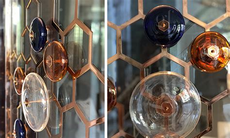 Honey Comb Glass Art Installation – Handcrafted Hexagonal Wall Display ...