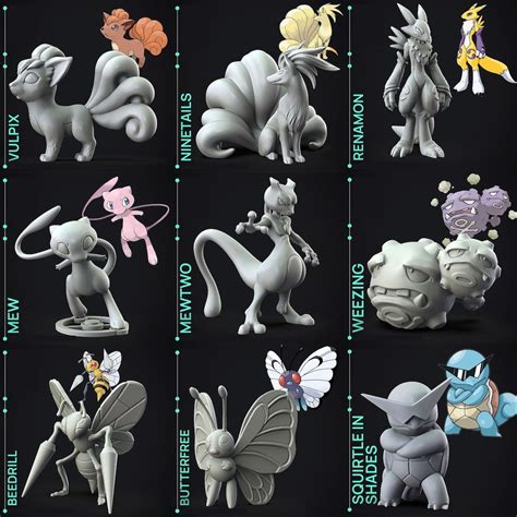 Set of 9 Pokemon 3D Models Stl File Bundle Pack (5) - High Quality STL ...