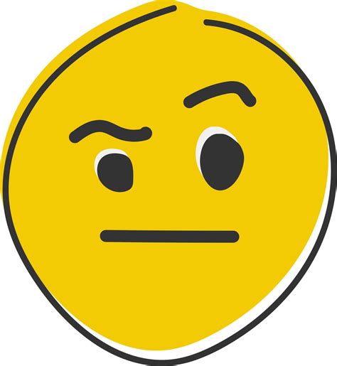 Raised eyebrow emoji. Skeptical emoticon. Hand drawn, flat style ...
