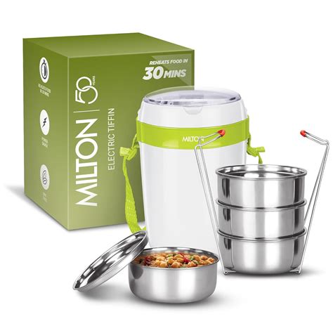 Buy MILTON Futron Portable Electric Lunch Box I 4x360 ml Stainless ...