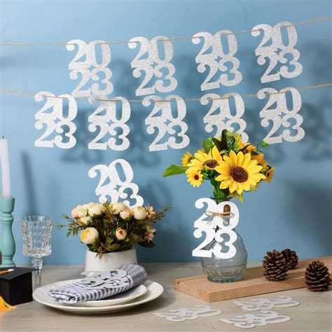 Buy 24 Pieces Glitter 2023 Cutouts Tags Decorations Double Side 2023 ...