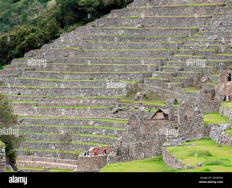 The terraces or agricultural platforms of the Inca Empire, Machu Picchu ...