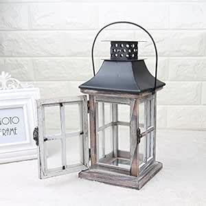 Buy MagiDeal Retro Wooden Tealight Candle Holder Stand Lantern Rustic ...