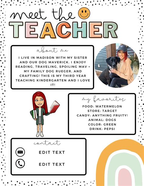 Free Meet The Teacher Template | Printable AT A GLANCE