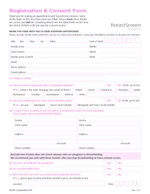 2010 AU BreastScreen Victoria Registration & Consent Form Fill Online ...