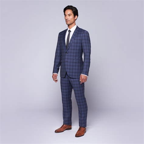 Wool Two-Button Slim Fit Suit // Blue Plaid (US: 32R / 26" Waist ...