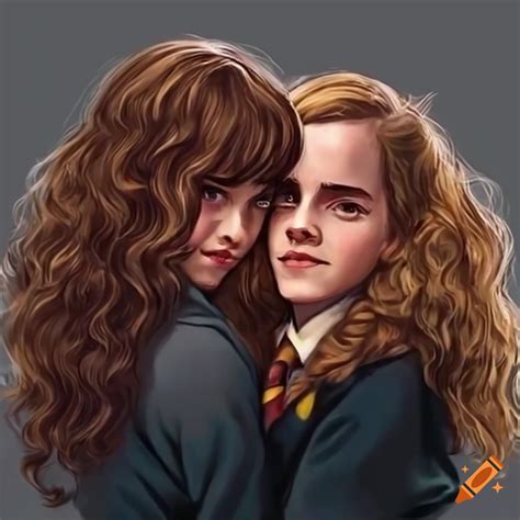 Hermione Granger hugging her best friend from behind on Craiyon