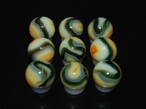 9 Beautiful Jabo/Vitro Swirl Marbles Made In Reno, Ohio - MarbleMary.Com