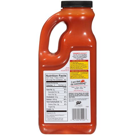 Buffalo Sauce Frank S Red Hot Nutrition Information | Besto Blog