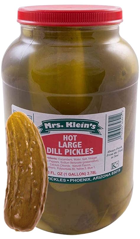 Mrs. Klein's Large Hot Pickles - Bold Spicy Dill Snack with Natural ...