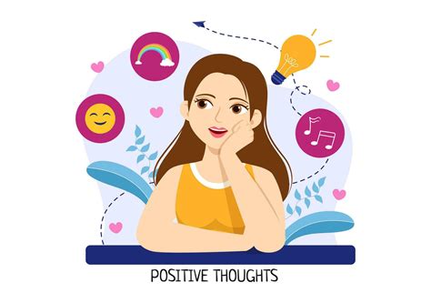 Positives Thoughts Vector Illustration with Thinking Positive as a ...