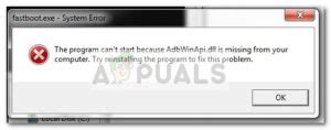 Image result for The Code Execution Cannot Proceed Because Adbwinapi